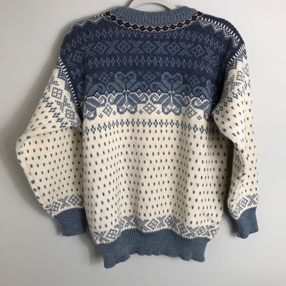 Dale Of Norway Wool Cardigan Sweater-Blue Ivory-XS - Picture 4 of 11